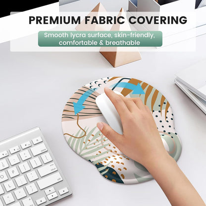 Mouse Pad Wrist Support Keyboard Wrist Rest Set, Ergonomic Mouse Pad with Non-Slip Base for Computer Laptop Home Office + Coasters, Easy Typing & Pain Relief Mouse Mat, Tropical Plants